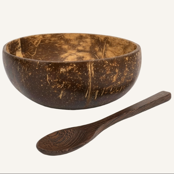 Petit visuel du bol artisanal classic en coque de coco avec cuillère assortie – design naturel Maison Moka