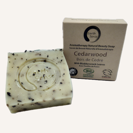 Savon Forêt d’Aube présenté avec son emballage – savon boisé naturel