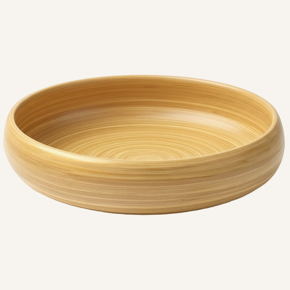 Corbeille en bambou naturel de 30 cm, finition lisse et artisanale.