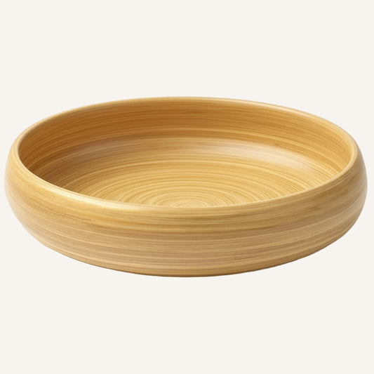 Corbeille en bambou naturel de 30 cm, finition lisse et artisanale.