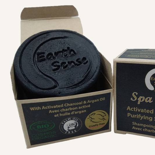 Shampoing solide Spa Noir au charbon actif dans sa boîte – Maison Moka