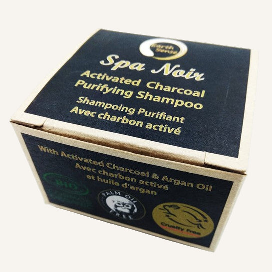 Shampoing Spa Noir rond noir avec packaging écologique