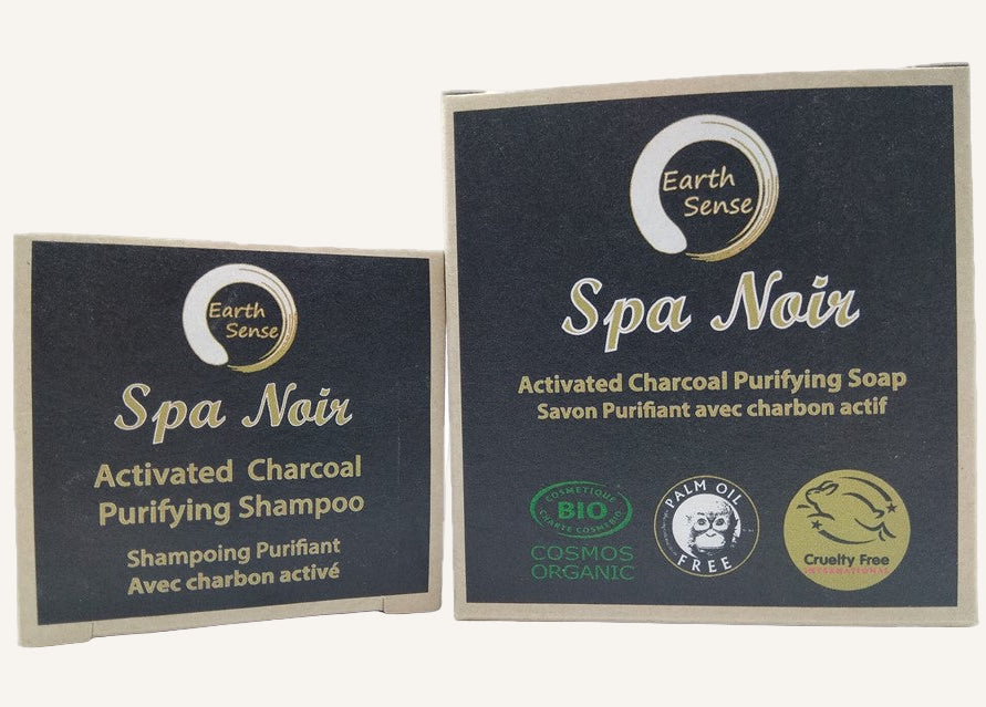 Shampoing Spa Noir rond noir avec packaging écologique